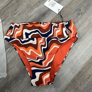 Knix high cut high rise bikini swim bottom “heat wave” colour